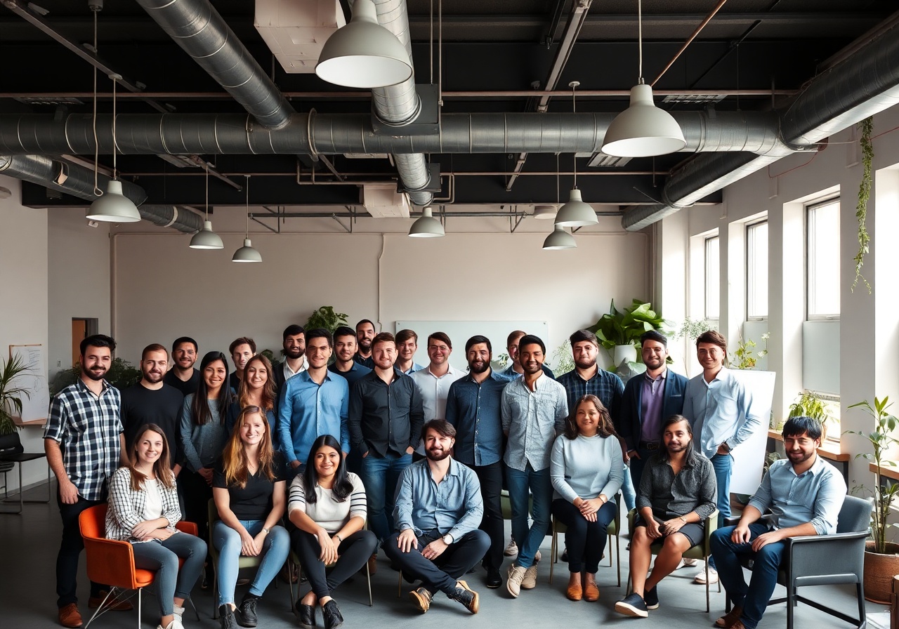 Zento founders and early team members working together in an open office space
